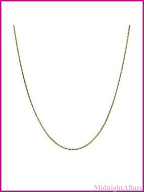 14K Solid Yellow Gold 0.5mm Box Chain Necklace 18" Spring Ring Clasp